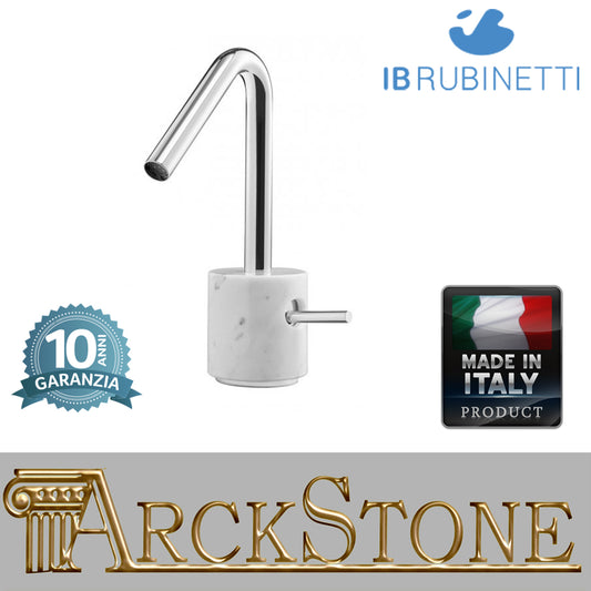 Miscelatore lavabo con marmo bianco Carrara marca IB rubinetti modello Marmo rubinetteria rubinetto ottone cromato bagno fontana finitura cromo rivenditore autorizzato campania arredamento qualità made in italy azienda certificata