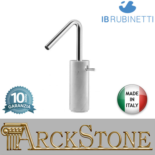 Miscelatore lavabo alto con marmo bianco Carrara marca IB rubinetti modello Marmo rubinetteria rubinetto ottone cromato bagno fontana finitura cromo rivenditore autorizzato campania arredamento qualità made in italy azienda certificata garanzia 10 anni
