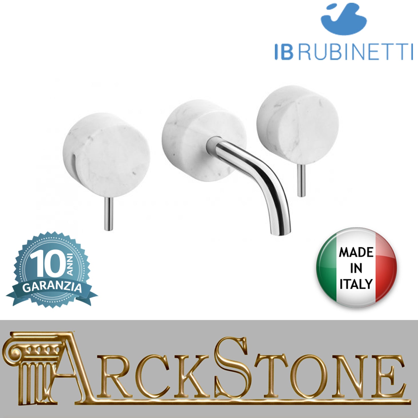 Miscelatore lavabo ad incasso con marmo bianco Carrara marca IB rubinetti modello Marmo rubinetteria rubinetto ottone cromato bagno fontana finitura cromo rivenditore autorizzato campania arredamento qualità made in italy azienda certificata garanzia