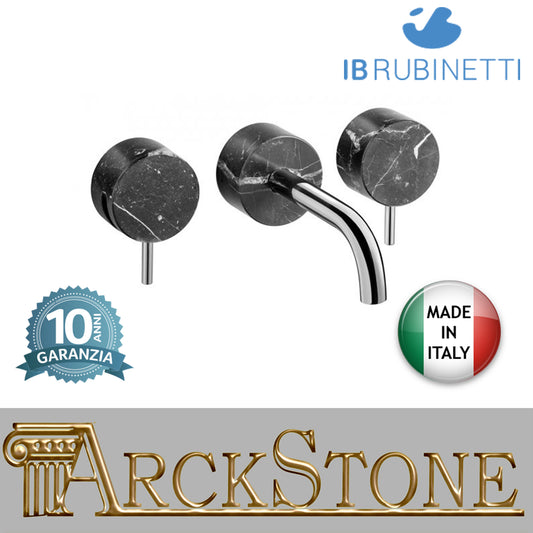 Miscelatore lavabo a parete con marmo nero Marquina marca IB rubinetti modello Marmo rubinetteria rubinetto ottone cromato bagno fontana finitura cromo rivenditore autorizzato campania arredamento qualità made in italy azienda certificata garanzia 10 anni