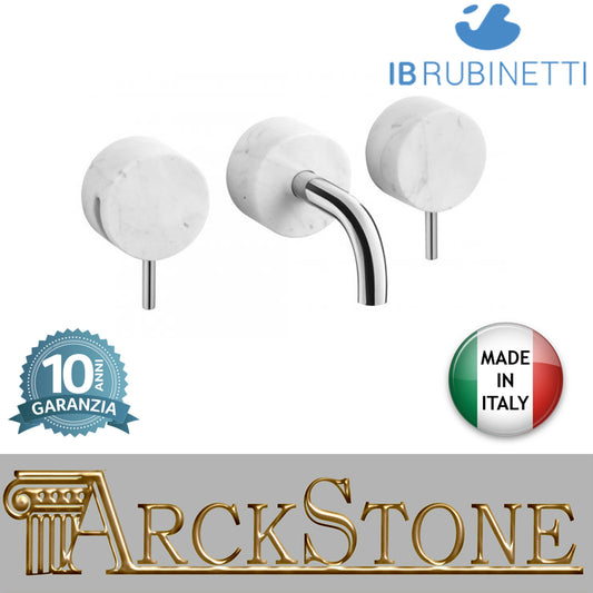 Miscelatore lavabo ad incasso bocca corta con marmo bianco Carrara marca IB rubinetti modello Marmo rubinetteria rubinetto ottone cromato bagno fontana finitura cromo rivenditore autorizzato campania arredamento qualità made in italy garanzia