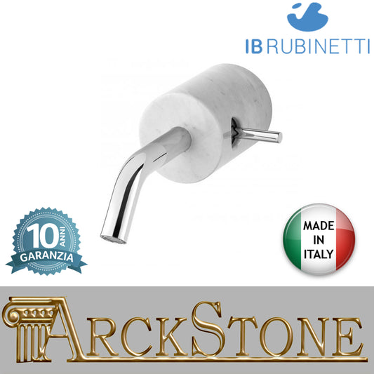 Miscelatore lavabo a parete monoforo con marmo bianco Carrara marca IB rubinetti modello Marmo rubinetteria rubinetto ottone cromato bagno fontana finitura cromo rivenditore autorizzato campania arredamento qualità made in italy garanzia 10 anni