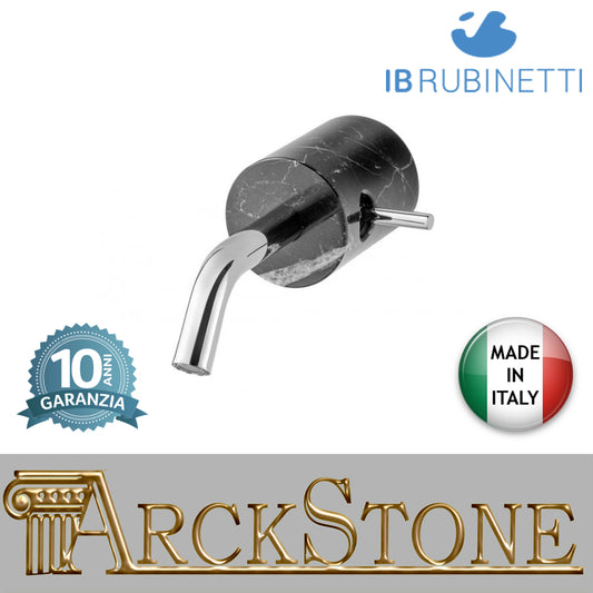 Miscelatore lavabo a parete monoforo marmo nero Marquina marca IB rubinetti modello Marmo rubinetteria rubinetto ottone cromato bagno fontana finitura cromo rivenditore autorizzato campania arredamento qualità made in italy azienda certificata