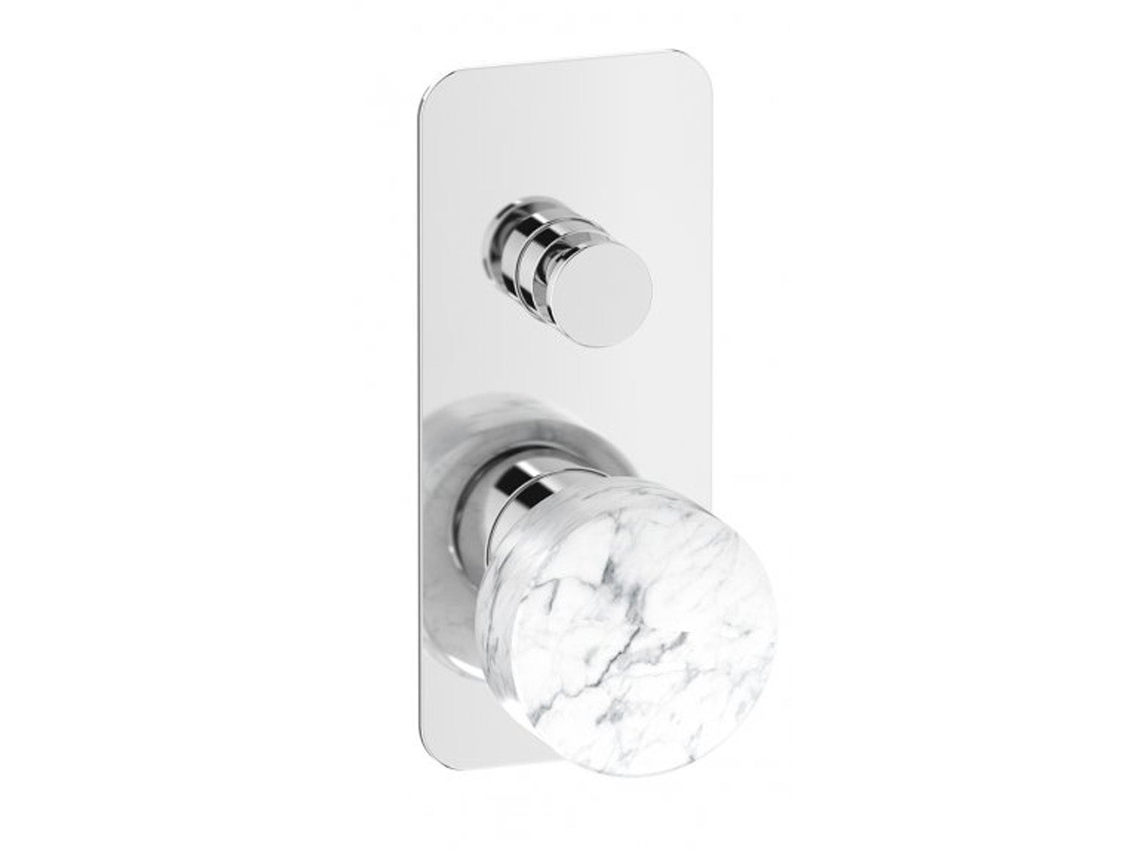 Miscelatore doccia incasso a due vie con marmo bianco Carrara marca IB rubinetti modello Marmo rubinetteria rubinetto ottone cromato bagno fontana finitura cromo rivenditore autorizzato campania arredamento qualità made in italy garanzia 10 anni azienda