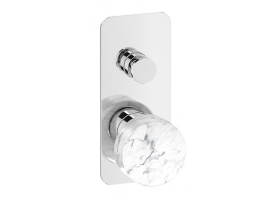 Miscelatore doccia incasso a due vie con marmo bianco Carrara marca IB rubinetti modello Marmo rubinetteria rubinetto ottone cromato bagno fontana finitura cromo rivenditore autorizzato campania arredamento qualità made in italy garanzia 10 anni azienda