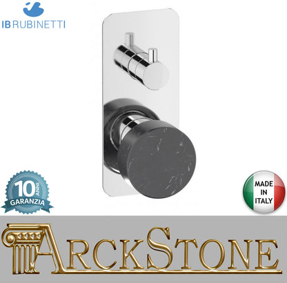 Miscelatore doccia incasso tre vie marmo nero Marquina marca IB rubinetti modello Marmo rubinetteria rubinetto ottone cromato bagno fontana finitura cromo rivenditore autorizzato campania arredamento qualità made in italy azienda certificata
