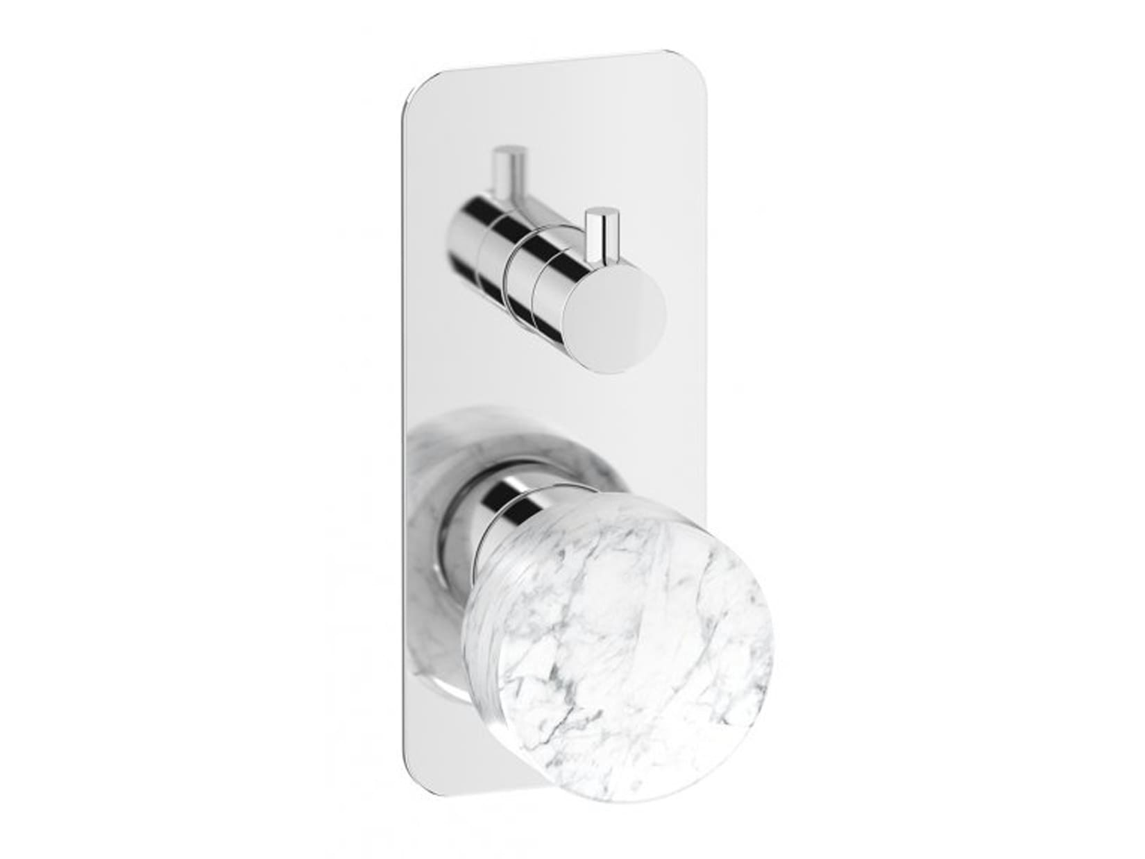 Miscelatore doccia incasso a tre vie con marmo bianco Carrara marca IB rubinetti modello Marmo rubinetteria rubinetto ottone cromato bagno fontana finitura cromo rivenditore autorizzato campania arredamento qualità made in italy garanzia 10 anni azienda