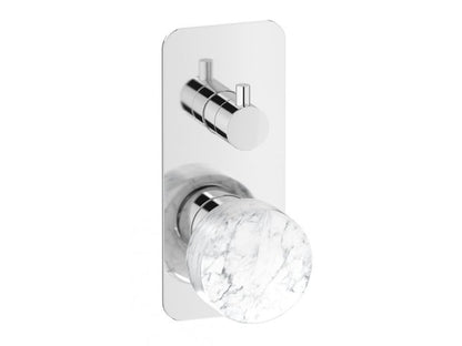 Miscelatore doccia incasso a tre vie con marmo bianco Carrara marca IB rubinetti modello Marmo rubinetteria rubinetto ottone cromato bagno fontana finitura cromo rivenditore autorizzato campania arredamento qualità made in italy garanzia 10 anni azienda