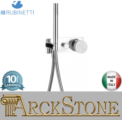 Miscelatore doccia incasso due vie con kit doccia integrato nella placca con marmo bianco Carrara marca IB rubinetti modello Marmo rubinetteria rubinetto ottone cromato bagno fontana finitura cromo rivenditore autorizzato campania arredamento qualità