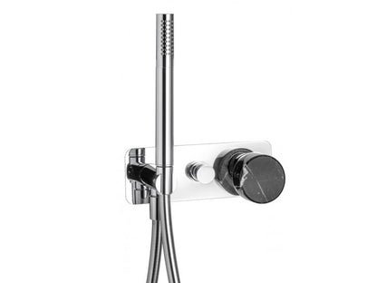 Miscelatore doccia incasso due vie con kit doccia integrato nella placca marmo nero Marquina marca IB rubinetti modello Marmo rubinetteria rubinetto ottone cromato bagno fontana finitura cromo rivenditore autorizzato campania arredamento qualità 