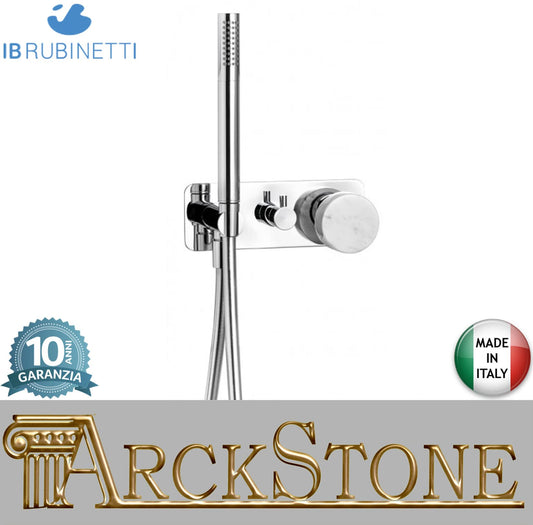 Miscelatore doccia incasso tre vie con kit doccia integrato nella placca con marmo bianco Carrara marca IB rubinetti modello Marmo rubinetteria rubinetto ottone cromato bagno fontana finitura cromo rivenditore autorizzato campania arredamento qualità