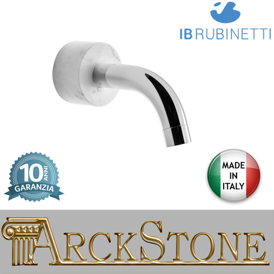 Bocca d'erogazione a parete marmo bianco Carrara marca IB rubinetti modello Marmo rubinetteria rubinetto ottone cromato bagno fontana finitura cromo rivenditore autorizzato campania arredamento qualità made in italy garanzia 10 anni azienda certificata