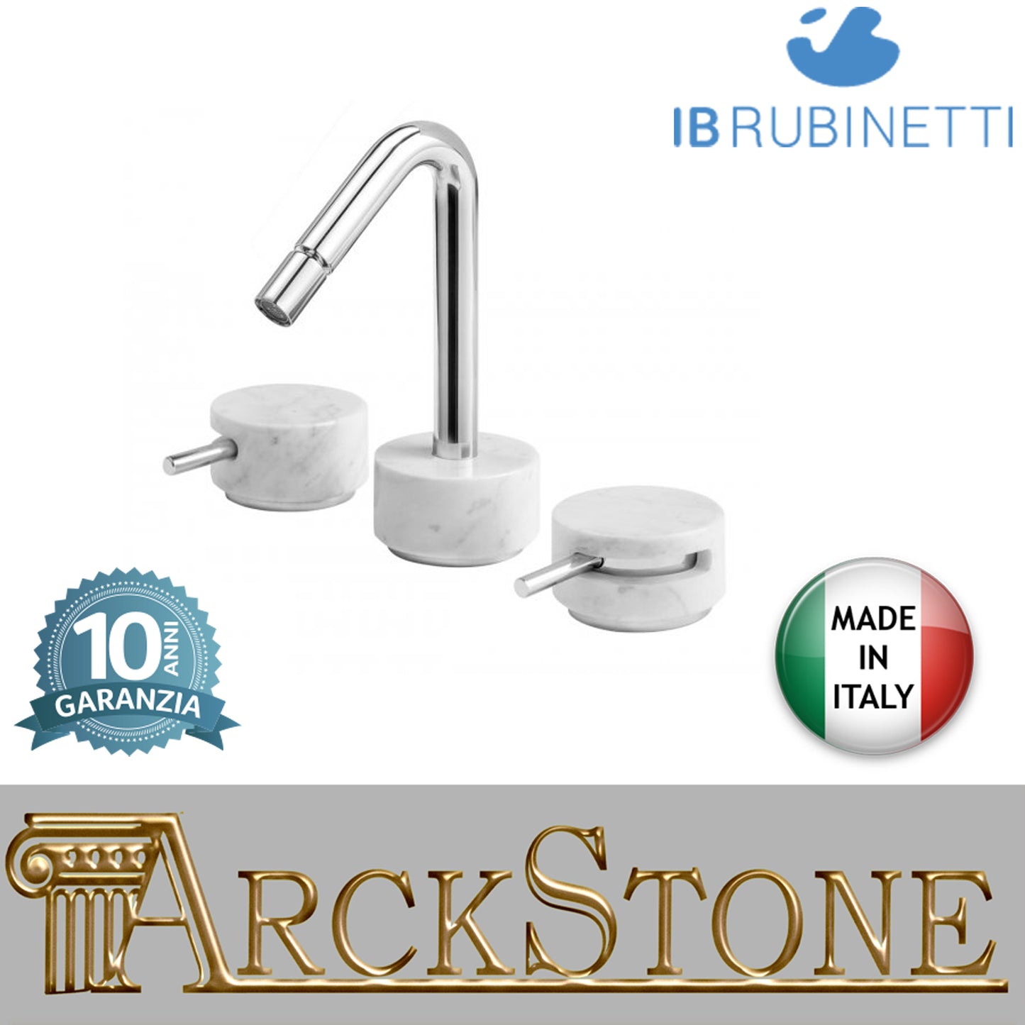 Miscelatore bidet tre fori marmo bianco Carrara marca IB rubinetti modello Marmo rubinetteria rubinetto ottone cromato bagno fontana finitura cromo rivenditore autorizzato campania arredamento qualità made in italy garanzia 10 anni azienda certificata