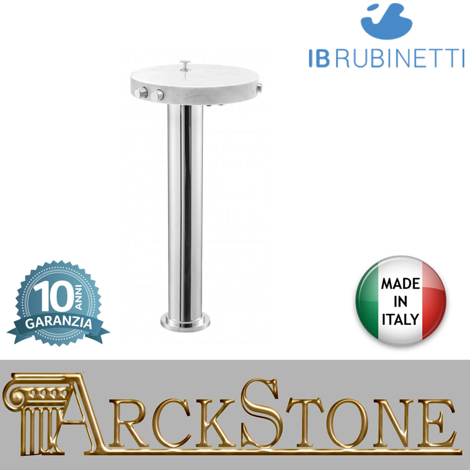 Ripiano per riempimento vasca da terra completo di kit doccia marmo bianco Carrara marca IB rubinetti modello Marmo rubinetteria rubinetto ottone cromato bagno fontana finitura cromo rivenditore autorizzato campania arredamento qualità made in italy azien