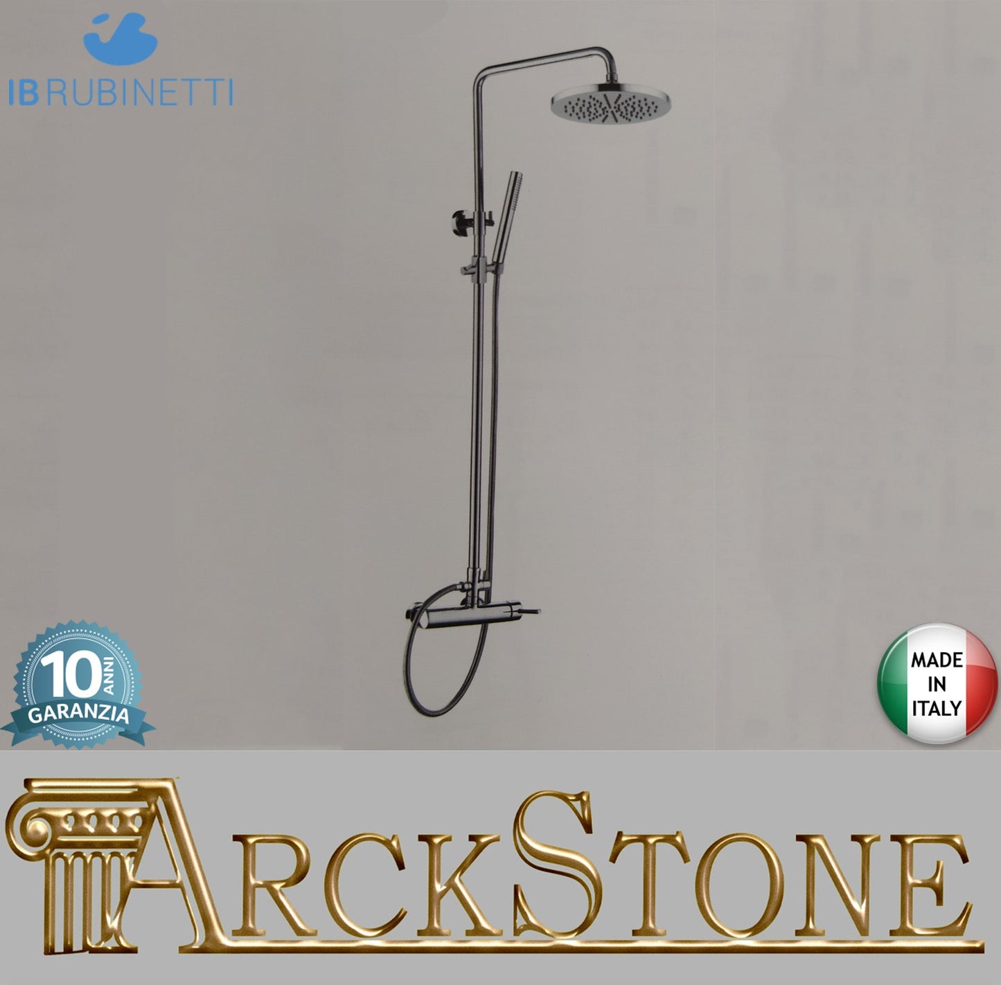IB Rubinetti SHOWER COLUMNS Gruppo Colonna Doccia Whynot Attrezzata Multifunzione A Parete Frontale Miscelatore Meccanico Materiale Ottone Finitura Cromata Senza Indromassaggio Con Doccetta E Soffione Anticalcare