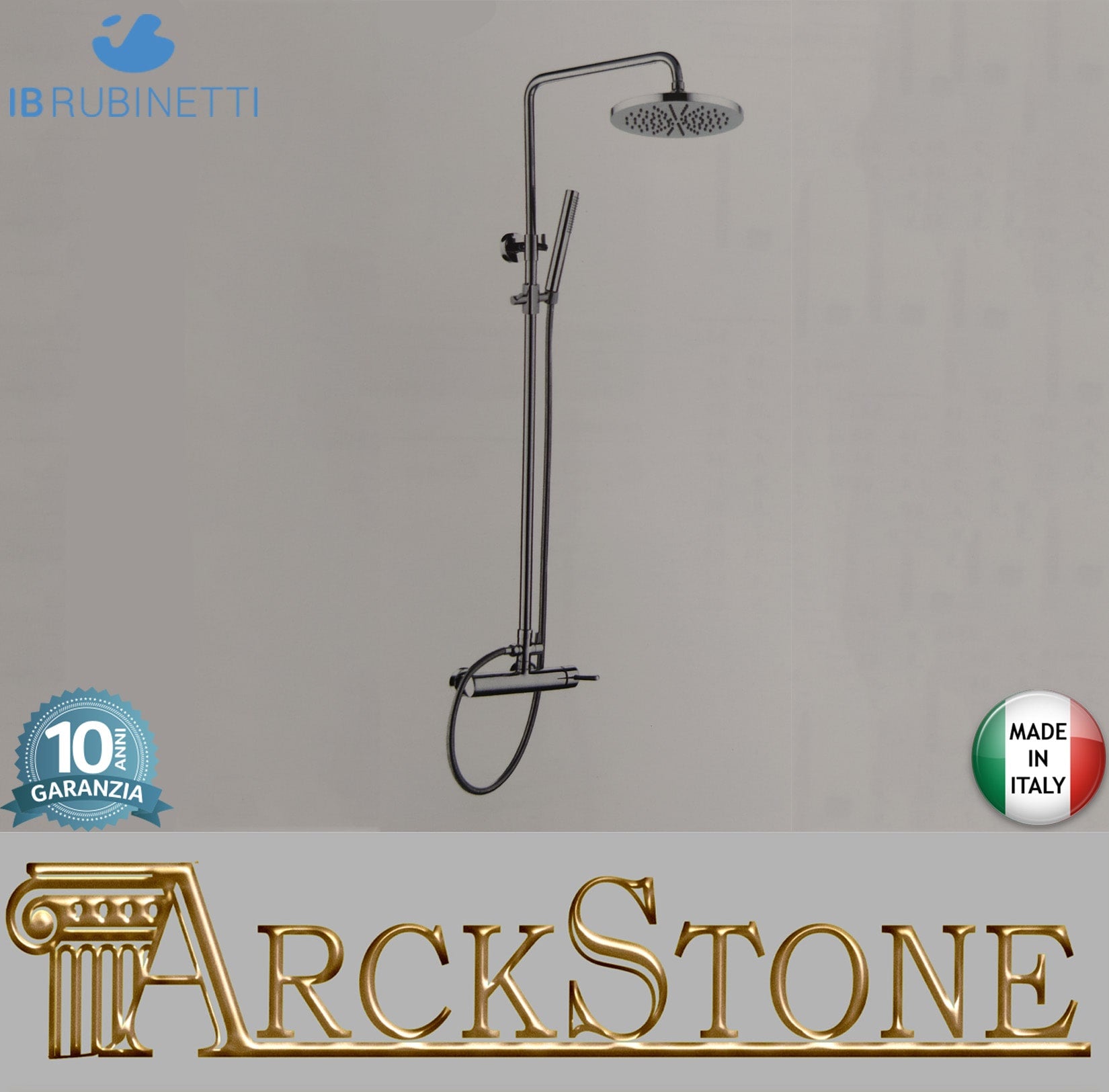IB Rubinetti SHOWER COLUMNS Gruppo Colonna Doccia Whynot Attrezzata Multifunzione A Parete Frontale Miscelatore Meccanico Materiale Ottone Finitura Cromata Senza Indromassaggio Con Doccetta E Soffione Anticalcare