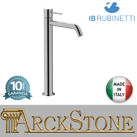 Miscelatore lavabo alto mini completo di piletta di scarico click-clack marca IB rubinetti modello MilanoTorino rubinetteria rubinetto ottone cromato bagno fontana finitura cromo rivenditore autorizzato campania arredamento qualità garanzia 10 anni