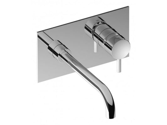 Miscelatore lavabo a parete completo di piletta di scarico click-clack marca IB rubinetti modello MilanoTorino rubinetteria rubinetto ottone cromato bagno fontana finitura cromo rivenditore autorizzato campania arredamento qualità garanzia 10 anni
