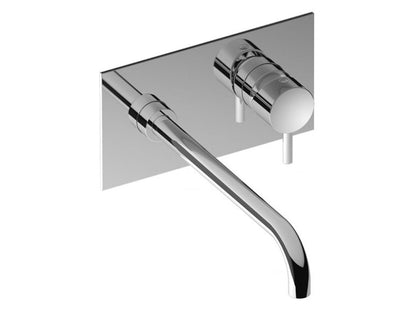 Miscelatore lavabo a parete con bocca lunga completo di piletta di scarico click-clack marca IB rubinetti modello MilanoTorino rubinetteria rubinetto ottone cromato bagno fontana finitura cromo rivenditore autorizzato campania arredamento qualità