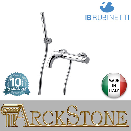 Miscelatore gruppo vasca esterno a parete completo di accessori doccia marca IB rubinetti modello MilanoTorino rubinetteria rubinetto ottone cromato bagno fontana finitura cromo rivenditore autorizzato campania arredamento qualità made in italy azienda