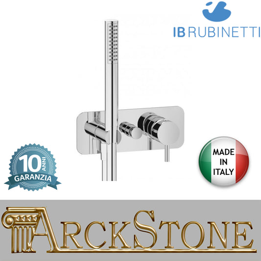 Miscelatore doccia incasso due vie con kit doccia integrato nella placca marca IB rubinetti modello MilanoTorino rubinetteria rubinetto ottone cromato bagno fontana finitura cromo rivenditore autorizzato campania arredamento qualità made in italy azienda 