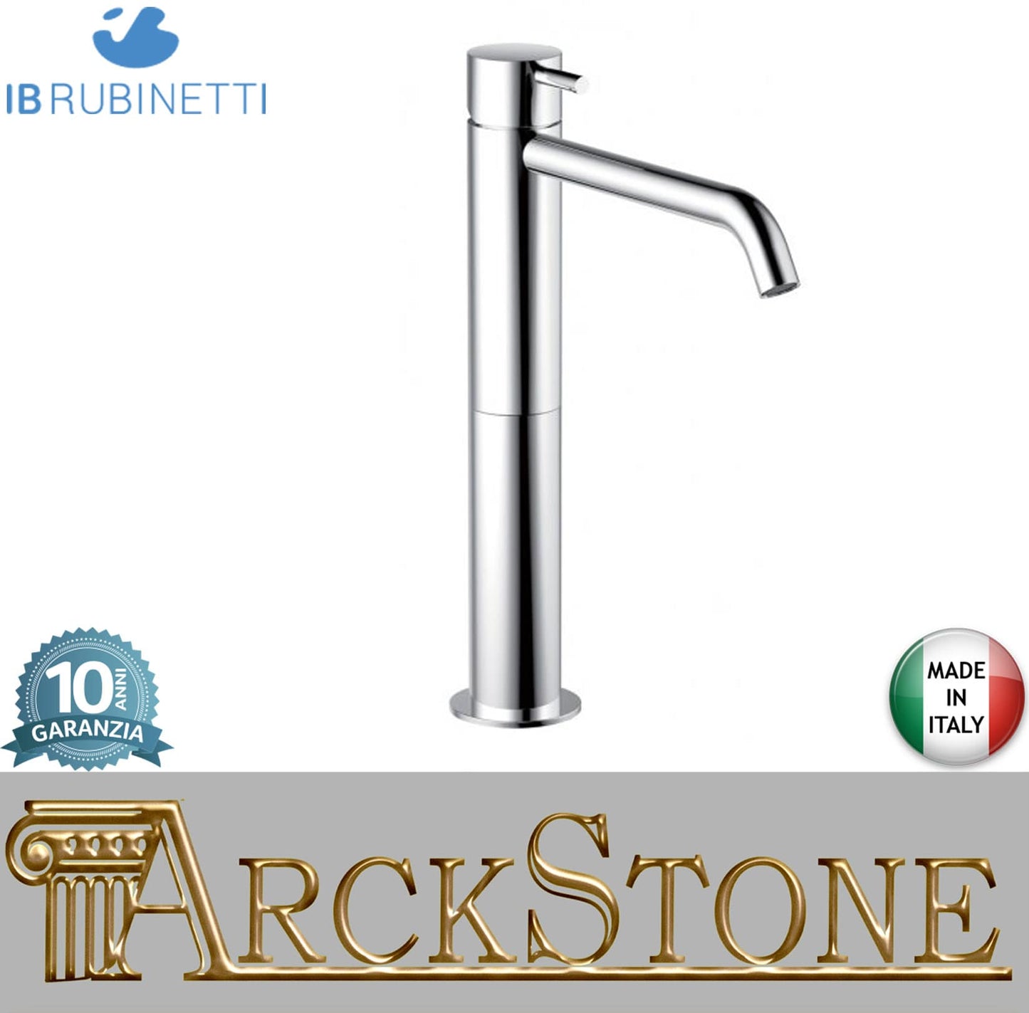 IB Rubinetti MILANOTORINO Miscelatore Lavello Standard Appoggio Monoforo Monocomando Stile Moderno Materiale Ottone Finitura Cromata