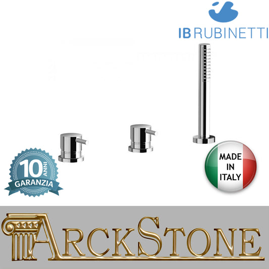 Miscelatore bordo vasca tre fori con uscita per colonna riempimento marca IB rubinetti modello MilanoTorino rubinetteria rubinetto ottone cromato bagno fontana finitura cromo rivenditore autorizzato campania arredamento qualità made in italy azienda 