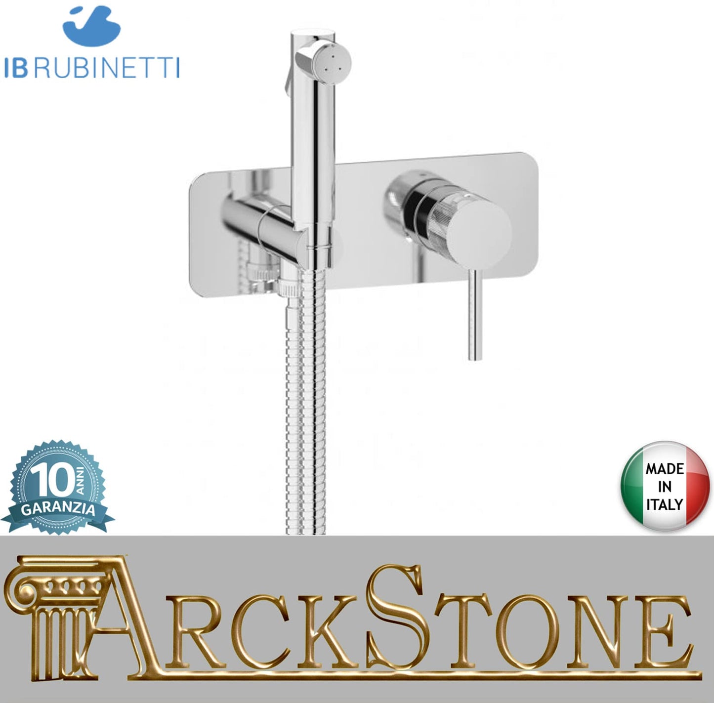 IB Rubinetti MILANOTORINO Set Di Parti Esterne e Corpo ad Incasso A Muro Con Piastra Per Idroscopino Igienico Con Miscelatore Per WC Materiale Ottone Finitura Cromata