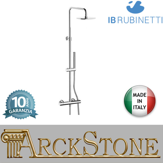 Colonna doccia completa di miscelatore di kit doccia marca IB rubinetti modello MilanoTorino rubinetteria rubinetto Termostatica ottone cromato bagno fontana finitura cromo rivenditore autorizzato campania arredamento qualità made in italy azienda certifi
