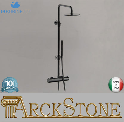 IB Rubinetti SHOWER COLUMNS Gruppo Colonna Doccia Milano Torino Attrezzata Multifunzione A Parete Frontale Miscelatore Termostatico Materiale Ottone Finitura Cromata Senza Indromassaggio Con Doccetta E Soffione Anticalcare