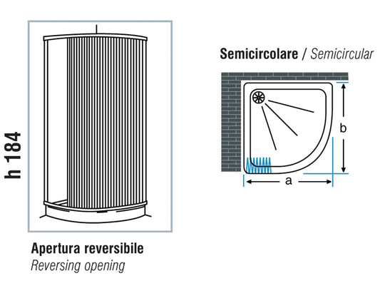 Negrari Hobby Box Cabina Doccia Riducibile 90x90 L90 P90 H184cm Angolare Angolo Simmetrico Semicircolare Curvo Tondo Bianco Profili PVC Anta Scorrevole Reversibile Soffietto Tagliabile Accorciabile Arredo Bagno Economica Pannelli Infrangibili Viti Acciaio