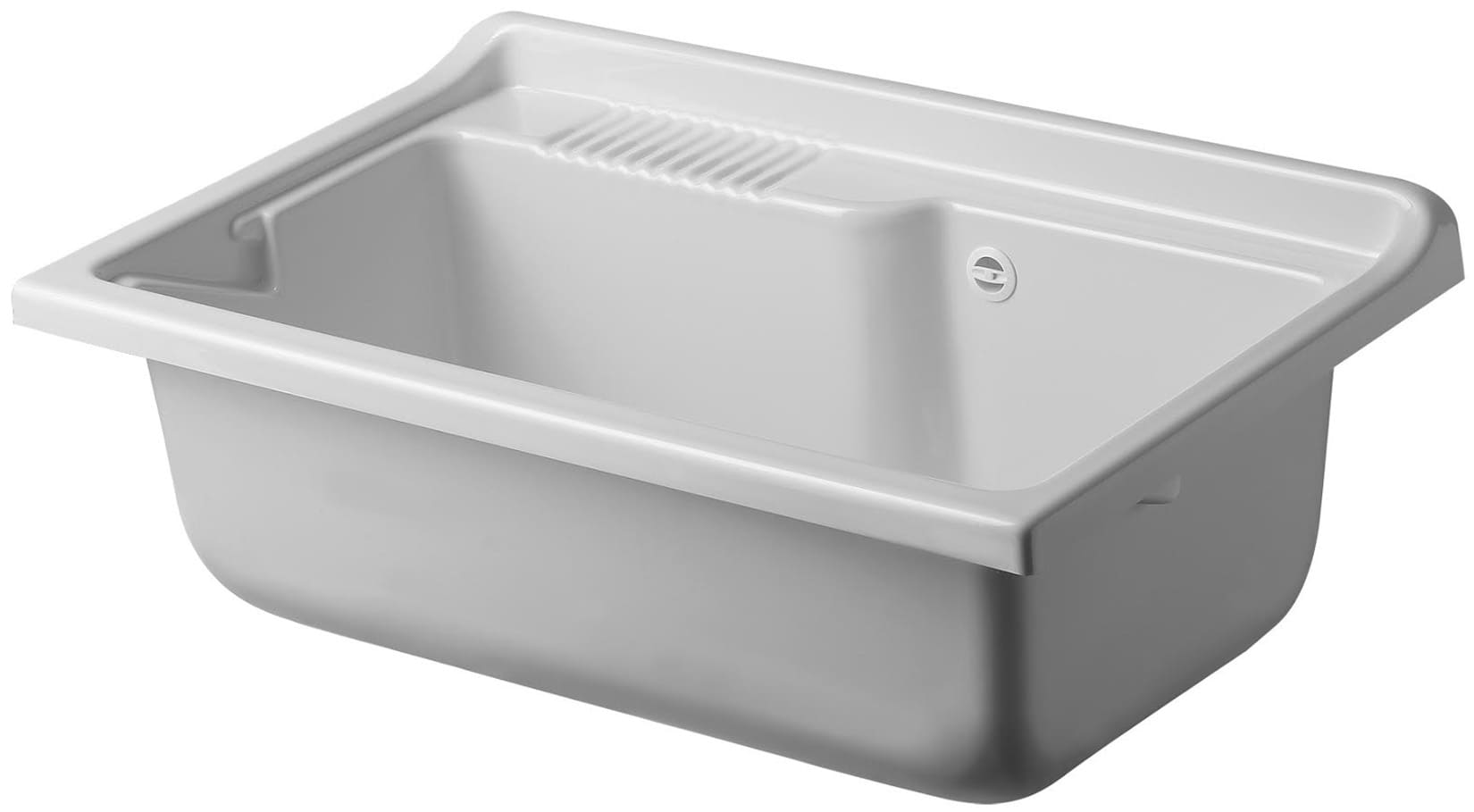Negrari Eco Bianco Lavatoio 80x50 L80 P50 H85 CM Arredo Lavapanni Interno Bagno Lavanderia Base Mobile Nobilitato Idrofugo Legno Vasca Grande Intera Lavabo Lavandino Resina Plastica Asse PP Sifone Piedini Ante Sportelli Battenti Qualità Medio Alta  