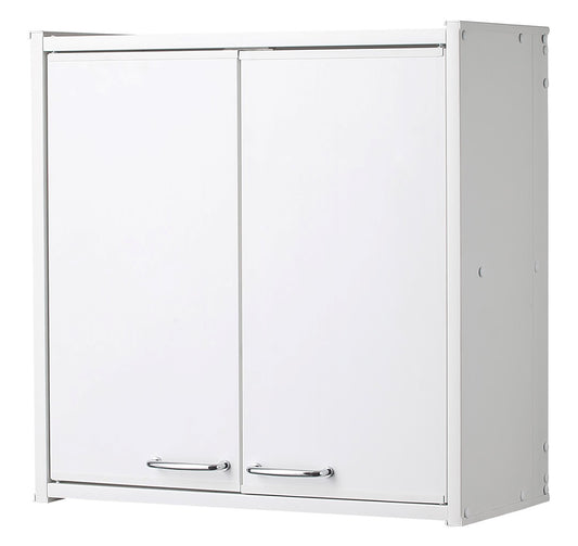 Pensile Negrari PVC Interno Esterno Kit Montaggio Bianco Misura 59x21 H59 cm Plastica Resina Ante Antine Sportelli Battenti Mobile Armadio Sospeso Muro Parete Arredamento Bagno Lavanderia Arredo Giardino Terrazzo Balcone Maniglie Resistente Acqua Pioggia