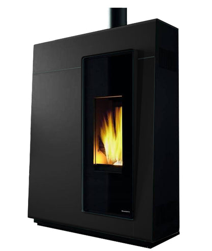Stufa Pellet Aria Calda Ventilata Canalizzata Ermetica Slim Palazzetti Michelle 8 US Potenza 8 KW Nero Ridotta Salvaspazio