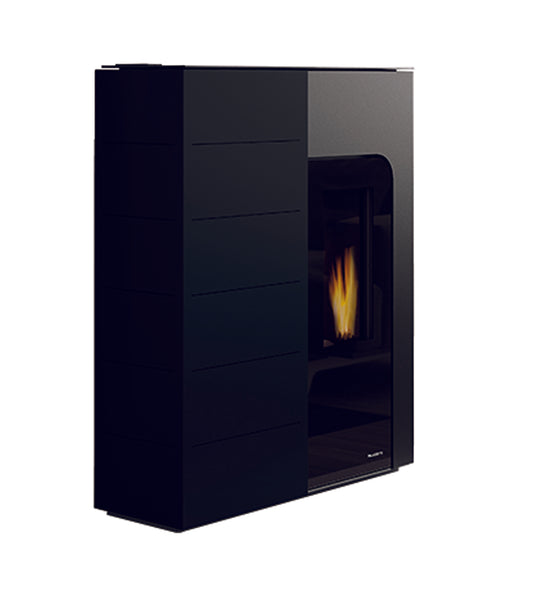 Stufa Pellet Aria Calda Ventilata Canalizzata Slim Palazzetti Ginger 9 Potenza 9 KW Nero Ridotta Salvaspazio