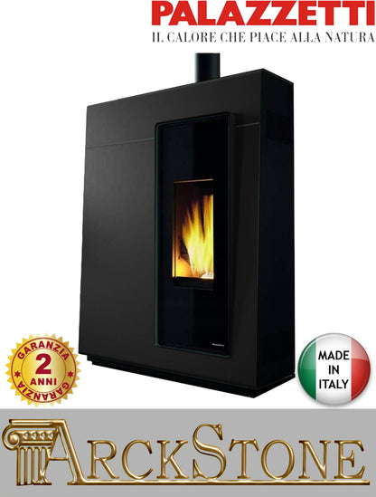 Stufa Pellet Aria Calda Ventilata Canalizzata Ermetica Slim Palazzetti Michelle 8 US Potenza 8 KW Nero Ridotta Salvaspazio