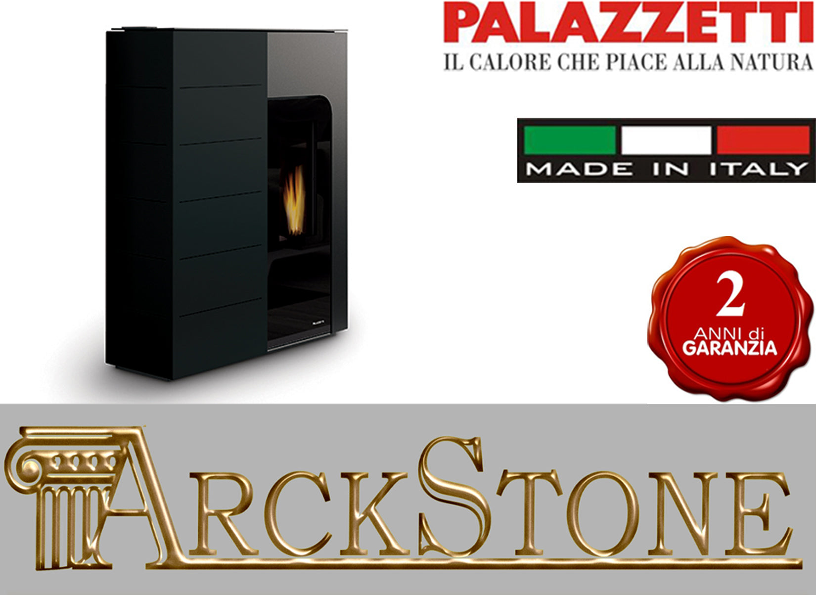 Stufa Pellet Aria Calda Ventilata Canalizzata Slim Palazzetti Ginger 9 Potenza 9 KW Nero Ridotta Salvaspazio