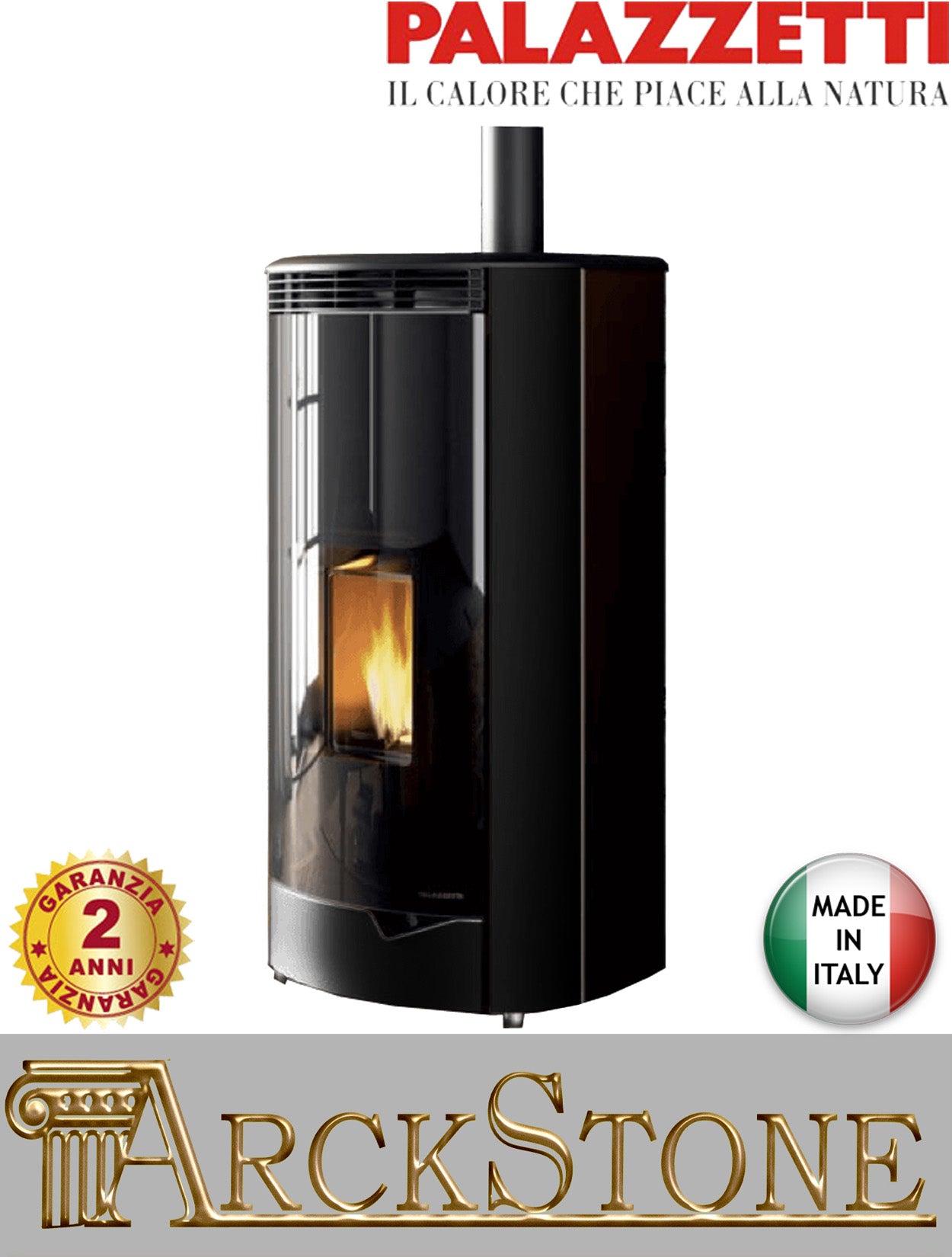 Stufa Pellet Aria Ventilata Ecofire Ermetica Palazzetti Marianne 9 US Potenza 9,1 kW Nero