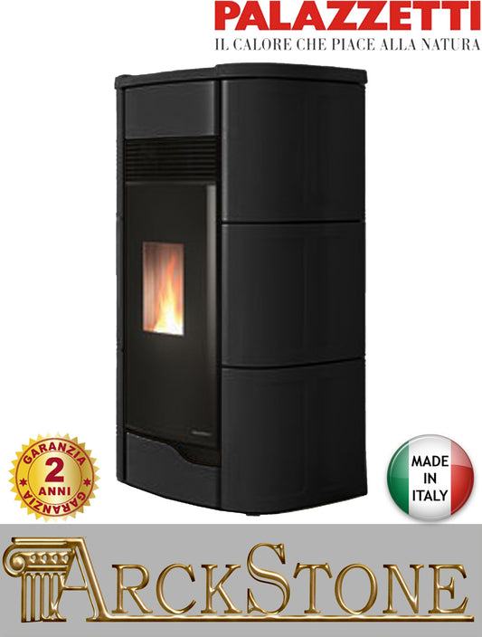 Stufa Pellet Aria Calda Ventilata Tre Ventilatori Ecofire Ermetica Palazzetti Anna 12 PRO 3 Potenza 12 kW Nero