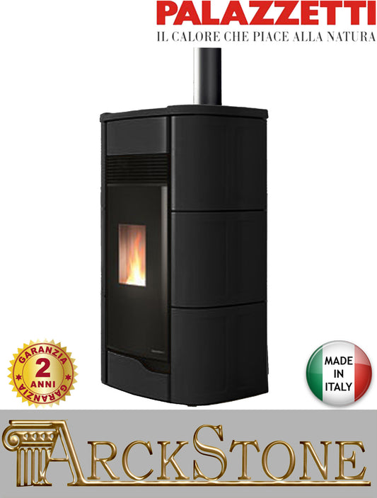 Stufa Pellet Aria Calda Ventilata Ecofire Ermetica Palazzetti Anna 12 US Potenza 12 kW Nero