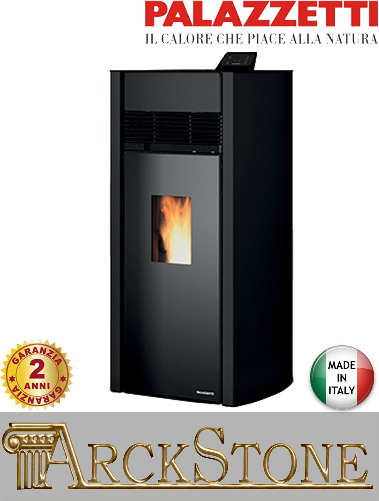 Stufa Pellet Aria Calda Ventilata Canalizzata Tre Ventilatori Ecofire Palazzetti Bianca Lux 12 PRO 3 Potenza 12 kW Nero