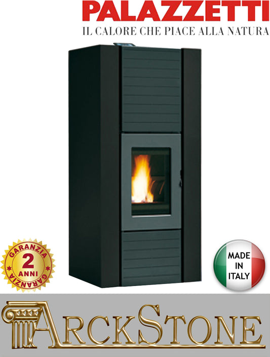 Termo Stufa Pellet Ermetica Palazzetti Martina Idro Lux 10 Potenza 9,3 kW Rivestimento Colore Nero