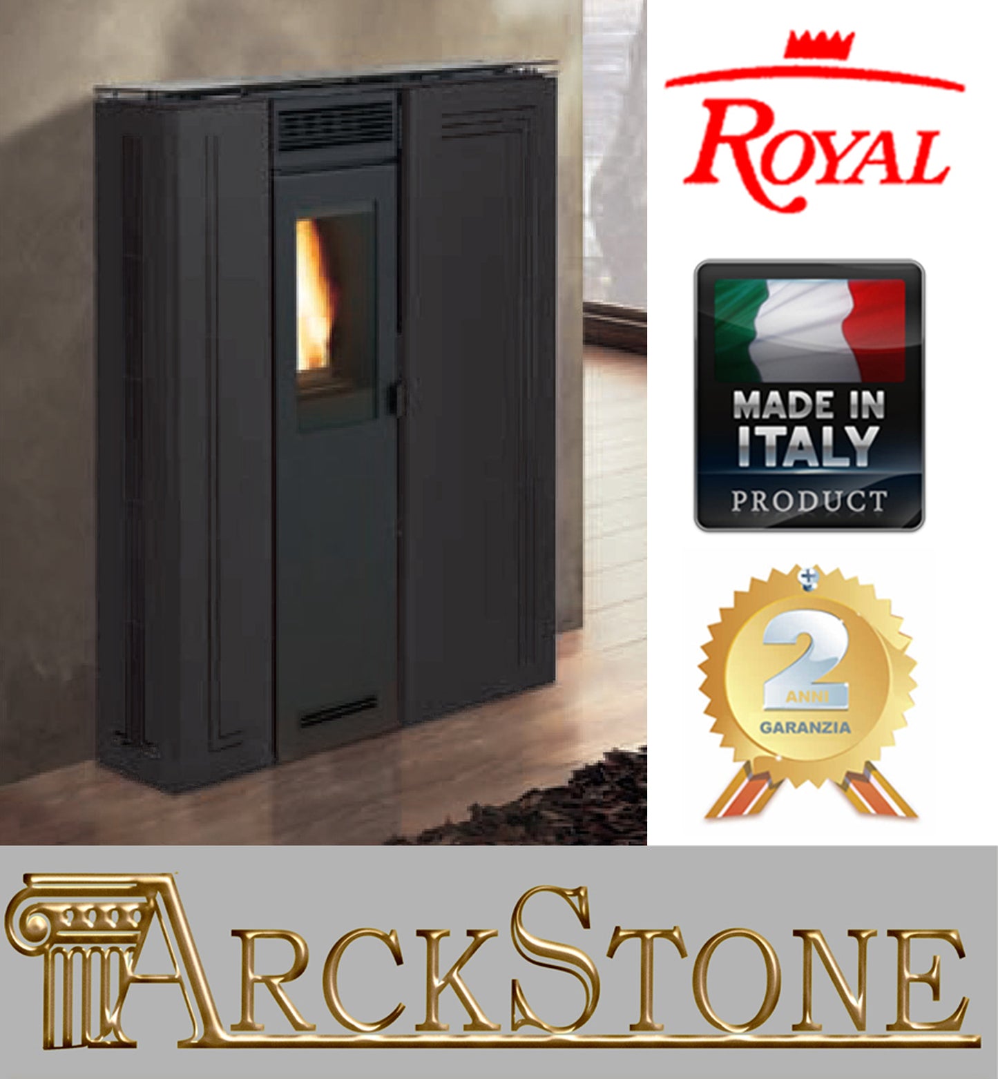 Royal Palazzetti Gigliola Air 80 Stufa a Pellet Ventilata Canalizzabile Nero 8Kw