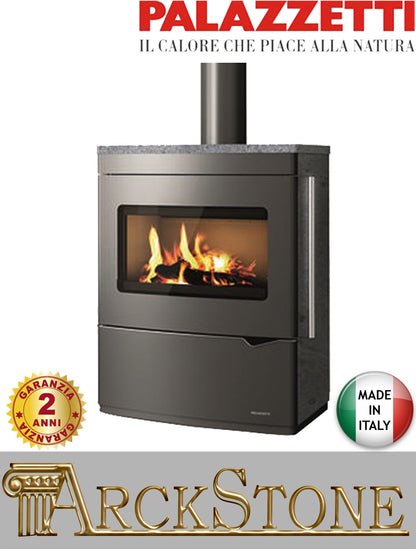 Stufa Legna Aria Calda Naturale Palazzetti Nicole Potenza 9,8 kW Rivestimento Pietra Ollare