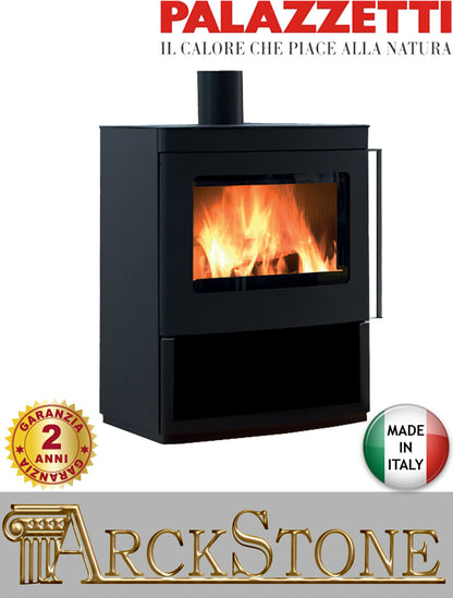 Stufa Legna Aria Calda Naturale Palazzetti Nicole con Vano Aperto Potenza 9,8 kW Rivestimento Acciaio