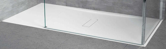 Piatto Doccia Novellini Custom Dimensione 160x80 Altezza Spessore 3,5 cm Colore Bianco Installazione Appoggio Filo Pavimento Sagomabile Superficie Liscia Materiale Metacrilato Compreso Piletta Scarico e Copri Piletta