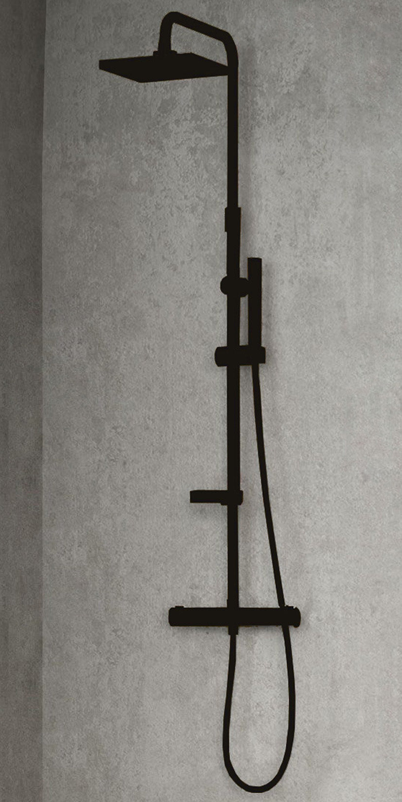 Colonna Doccia Novellini Easy 2 Attrezzata Multifunzione Miscelatore Termostatico Colore Nero Ottone Doccetta Mano Flessibile Soffione Pioggia 20x20 cm Installabile Parete Misura 29x45x125 cm