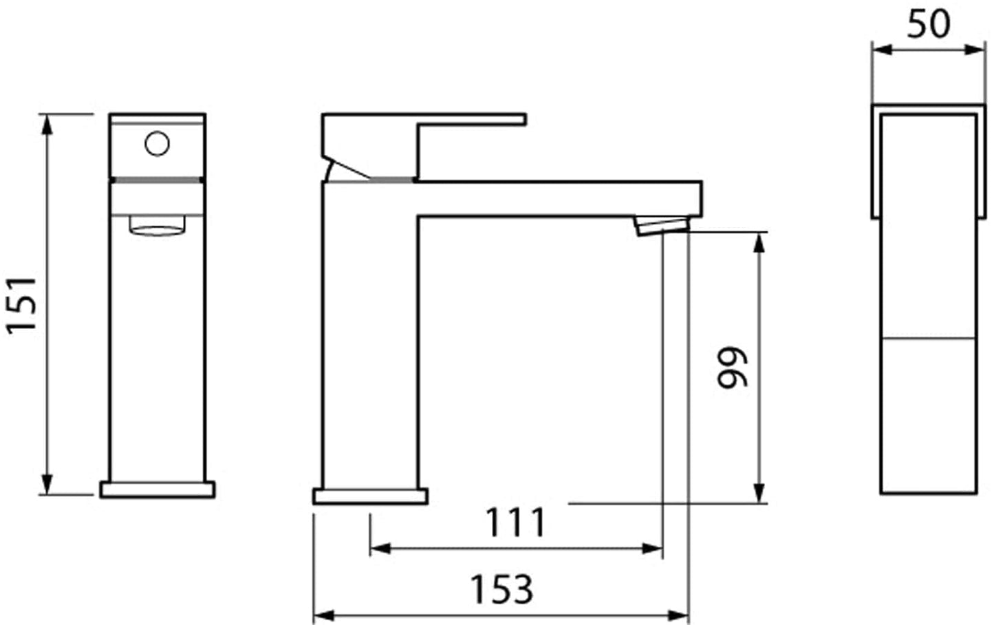 Novellini Serie Fly 2 Miscelatore Lavabo Versione Basso Monocomando 1 Leva Monoforo 1 Foro Compreso di Piletta di Scarico Click - Clack Ottone Cromato