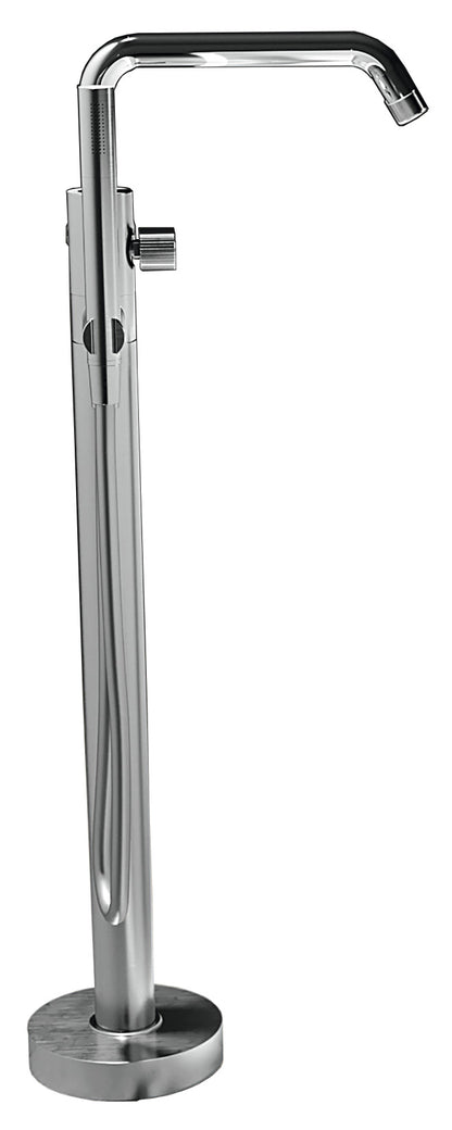 Novellini Fly 3 Miscelatore Piantana Per Vasca Da Terra a Pavimento Meccanico Monoforo Con Piastra Materiale Ottone Finitura Cromata 1 Leva Con Deviatore Stile Moderno Doccetta Flessibile Parte Incasso Esterna Incluse