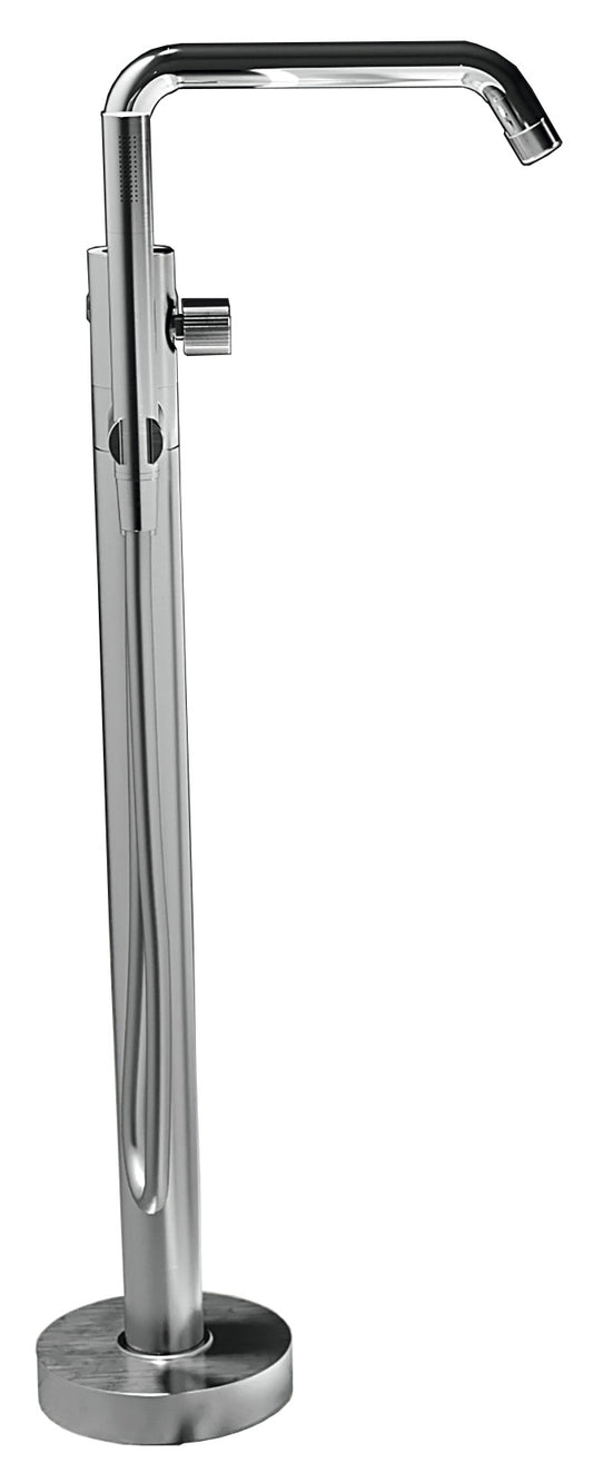 Novellini Fly 3 Miscelatore Piantana Per Vasca Da Terra a Pavimento Meccanico Monoforo Con Piastra Materiale Ottone Finitura Cromata 1 Leva Con Deviatore Stile Moderno Doccetta Flessibile Parte Incasso Esterna Incluse